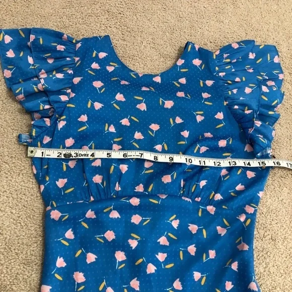 Saylor Jen Blue Floral Polka Dot Maxi Dress XS - Picture 12 of 15